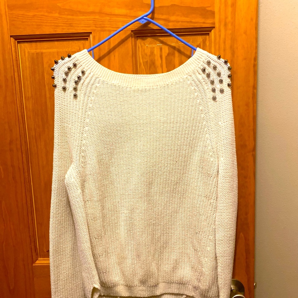 Express White Sweater with Silver Studs